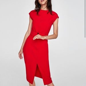 Red Zara Dress with contrasting topstitching